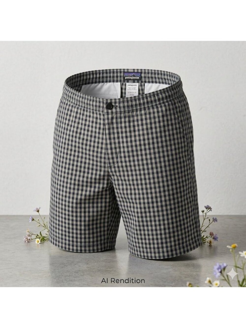 Ashworth Mens Chino Shorts Size 38 Gray Plaid Flat Front Casual Lined Classic